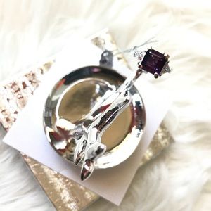 Silver Amethyst Ring with CZ: Size 6